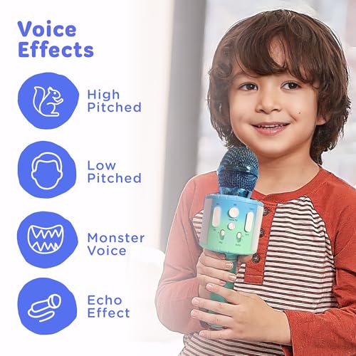 Move2Play, Kids Karaoke Microphone | Includes Pre-Loaded Songs & Bluetooth | Kids Birthday Party Gift | Toy for All Ages 2, 3, 4, 5, 6+ Year Old Girls, Boys & Toddlers - color: Blue