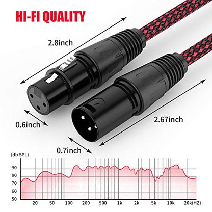 BIFALE XLR Cable 50ft 2Pack, Heavy Duty Nylon Braided XLR Microphone Cable Male to Female 3Pin Balanced Microphone Cable Compatible with Shure SM Microphone, Behringer, Speaker Systems - size: 50Feet-2Pack, style: 2Pack