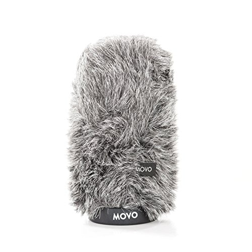 Movo WS-G140 Furry Rigid Windscreen for Microphones, 18-23mm Diameter | Dark Gray, Up to 6.3" Long - size: 6.3"