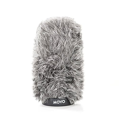 Movo WS-G140 Furry Rigid Windscreen for Microphones, 18-23mm Diameter | Dark Gray, Up to 6.3" Long - size: 6.3"