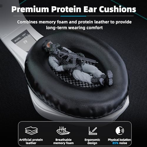 Tatybo Gaming Headset for PS5 PC, Noise Canceling Mic, RGB, White | Over Ear, Deep Bass Stereo Sound for FPS, Battle Royale, Lightweight for Xbox, PS4, Mobile, Nintendo, 3.5mm devices - color: WHITE