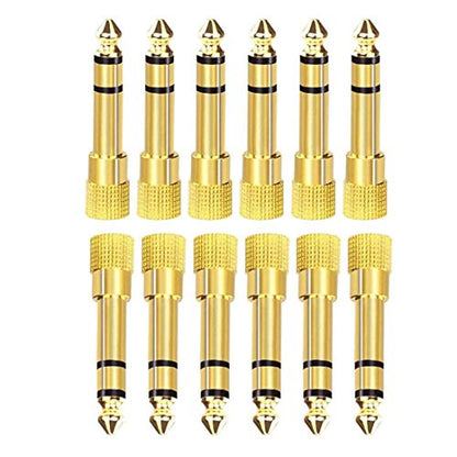 12pcs 6.35mm (1/4 inch) Male to 3.5mm (1/8 inch) Female 3-Conductor TRS AUX Stereo Audio Headphone Jack Adapter - 24K Gold Plated