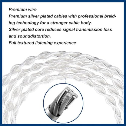 3.5mm Upgraded Detachable Earphone Cable, Silver Plated Copper Wire with Gold Plated Plug Replacement Cable for IE80 IE8i IE80i IE8 IE80S Headphones