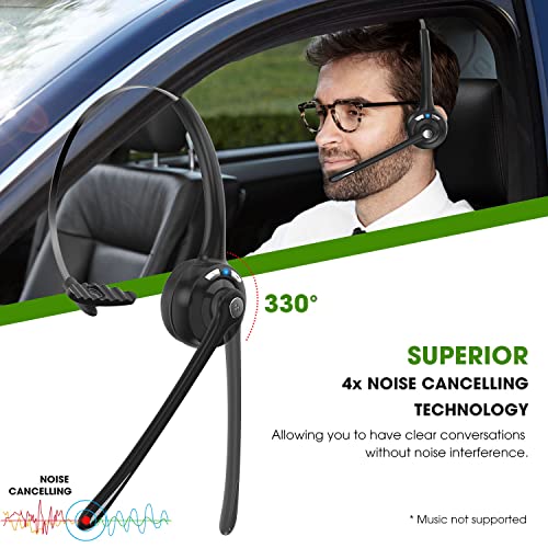 Bluetooth Wireless Headset with Microphone,V5.1,Noise Canceling Wireless On Ear Headphones, Bluetooth Headphones with Mic, Phone Headset Mute Button for Laptop, Skype, Call Centers, Office, Trucker