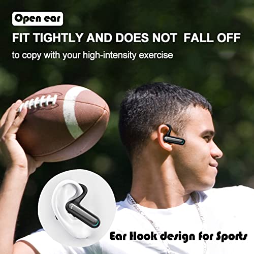 Open Ear Headphones Bluetooth Earpiece 5.2 with Dual Microphone Noice Cancelling Trucker Bluetooth Headset Wireless Single Ear Phone Ear Piece for Cell Phone Office Business Driver No In-ear Earphones