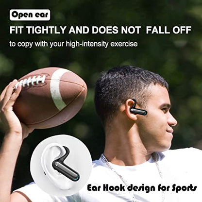 Open Ear Headphones Bluetooth Earpiece 5.2 with Dual Microphone Noice Cancelling Trucker Bluetooth Headset Wireless Single Ear Phone Ear Piece for Cell Phone Office Business Driver No In-ear Earphones