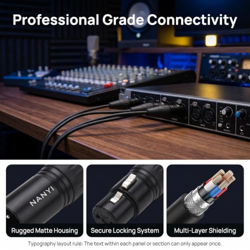 NANYI XLR Male to 2 Female Y-Splitter Microphone Cable, 3-Pin, 1.6ft - size: XLR Male To 2Female-1.6FT