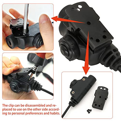 HEARFALCOM Tactical Headset Adapter U94 V2 PTT Push to Talk Adapter with Standard 7.00mm Jack Compatible with Civilian Version Tactical Headphones (Black) - color: BK 1