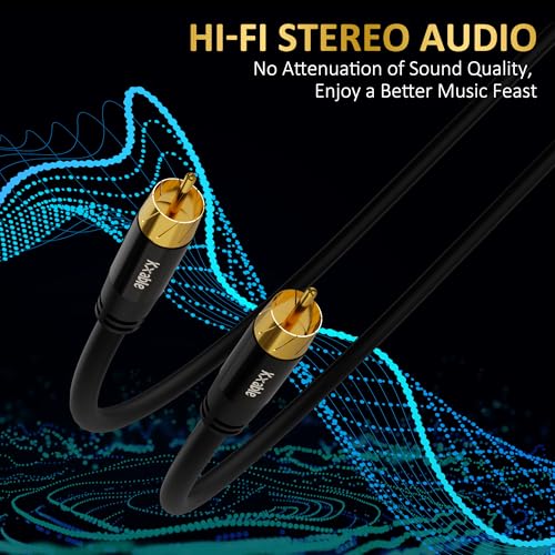 Kxable Subwoofer Cable RCA to RCA Audio Cable 30FT, Digital Coaxial Audio Cable, Premium S/PDIF RCA Cord for Home Theater, HDTV, Subwoofer, Hi-Fi System, Amplifier, Tinned Copper, Double Shielded - size: 30 FT