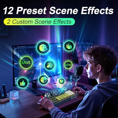 TENLAMP G9 Audio Mixer Bundle with Microphone for Streaming & Karaoke | Easy streaming with noise reduction, voice effects, auto-tune and Bluetooth audio for karaoke, gaming and live content.