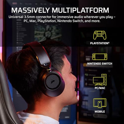 Corsair HS35 v3 Wired Gaming Headset with Mic – Carbon - color: Carbon