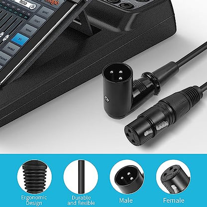 YACSEJAO XLR Microphone Right Angle Cable 3FT XLR Male to Female XLR 3Pin Mic Connector for Powered Speakers, Audio Interface or Mixer (90 Degrees XLR Male) - color: 90 Degrees XLR Male