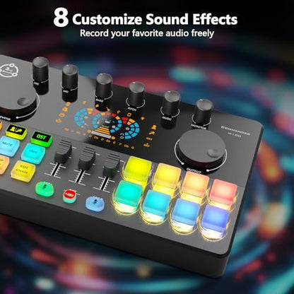 M100 Podcast Equipment Bundle for 4, Audio Interface with 4 Dynamic Mics