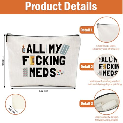 2 PCs Medicine Bag Funny Makeup Bag, Medical Gifts for Women Girls Nurse - color: Multicolor 0003