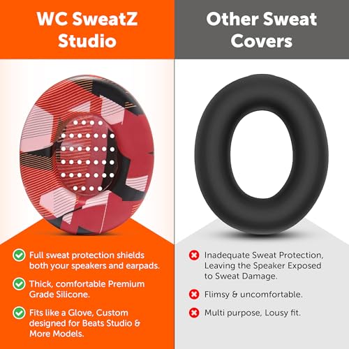 WC SweatZ Studio - Patented Covers for Beats Studio 3 (A1914) & 2 (B0500) | Made by Wicked Cushions | Made with Premium Silicone | Also fits B0501 | Red Prism - color: Red Prism