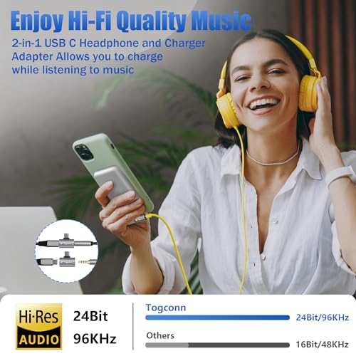 USB C to 3.5mm Aux Headphone and Charger Adapter Splitter, 2 in 1 USB Type C Male to Aux Audio Jack with PD 60W Fast Charge Port for iPhone 15 Pro Max, Galaxy S24/23 Ultra, iPad Pro, Pixel 8 - style: USB C PD Charging + 3.5mm Audio