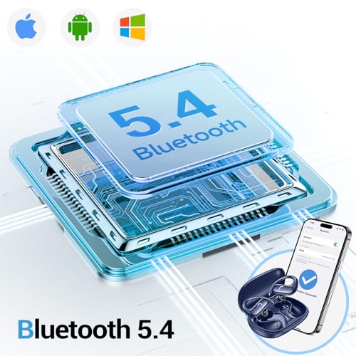 Sport Wireless Earbuds,60Hrs BT5.4 ENC IPX7 Waterproof Earhooks Deep Bass | 14.2mm drivers deliver rich stereo sound. Soft silicone ensures a secure, painless fit for long workouts. - color: Blue