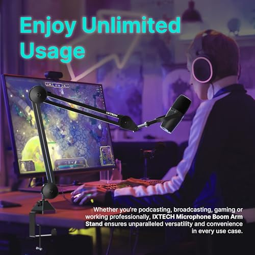 Microphone Boom Arm Stand, Heavy Duty Adjustable Mic Stand with Cable Ties, Desk Mount Arm Stand for Gaming Streaming Podcasting. - color: MI06 MEDIUM