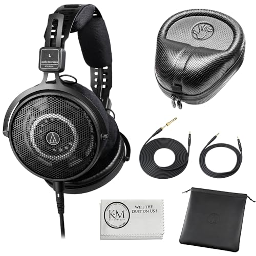 Audio-Technica ATH-R50x Open-Back Reference Headphones with Full-Sized Hard Headphone Case & Cloth (3 Items)