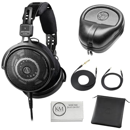 Audio-Technica ATH-R50x Open-Back Reference Headphones with Full-Sized Hard Headphone Case & Cloth (3 Items)