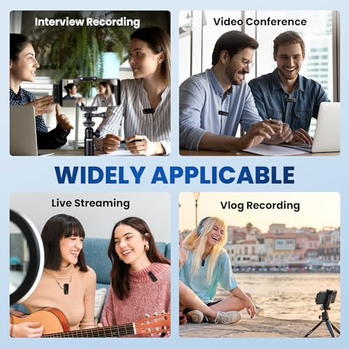 CAHAYA Microphone for iPhone Mic: YouTube Wireless Lavalier Microphone with Noise Cancelling & Charging Case 3-in1 USB-C/Lightning for PC iPhone Android 24H Battery for TikTok Vlog Studio Mic