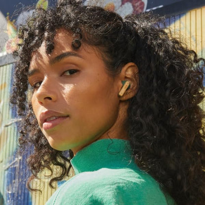 House of Marley Little Bird True Wireless Earbuds, Touch Controls, Built-in Mic, 24 Hours Playtime with Case, USB-C Quick Charge, Sustainable Materials, Movie and Gaming Mode (Green) - color: Green