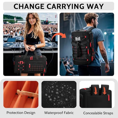 BOSSTIN DJ Cable Bag with Detachable Dividers for Equipment and Music Gear | Laptop and Microphone Pocket, Versatile Carrying with Shoulder Strap, Durable Fabric, for Musicians and Audio Professionals - color: Orange