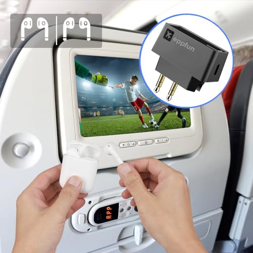 Professional Bluetooth 5.2 Transmitter for Airplane, Dual Connection Wireless Audio Adapter with aptX Low Latency/Aptx HD for Earbuds/Headphones