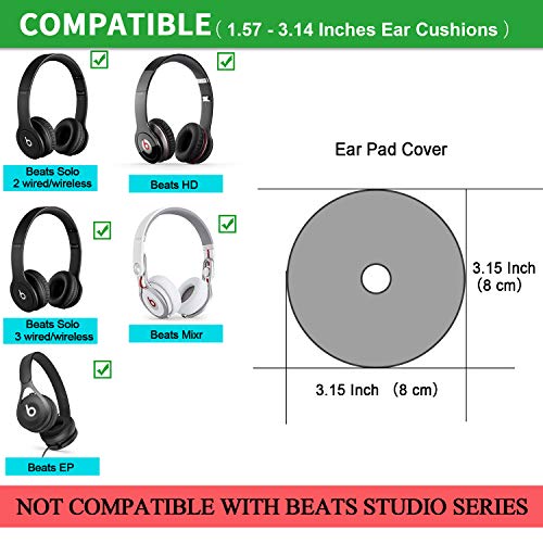 Earpads Sweater Cover Protectors with Knit Fabric for Beats Solo 3/2, Solo HD/Mixr/EP Headphones and Other Headsets with 1.57-3.14 Inch Ear Cushions [ 2 Pairs ] (Grey)