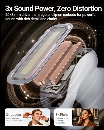 ACEFAST AceClip Pro Open-Ear Earbuds, Wireless Clip-On Earbuds with 3× Larger Drivers, Outdoor Boost Mode, AI Noise Cancelling Calls, 28H Playtime, IP55 Waterproof, App & Click Control, Lightweight - color: White