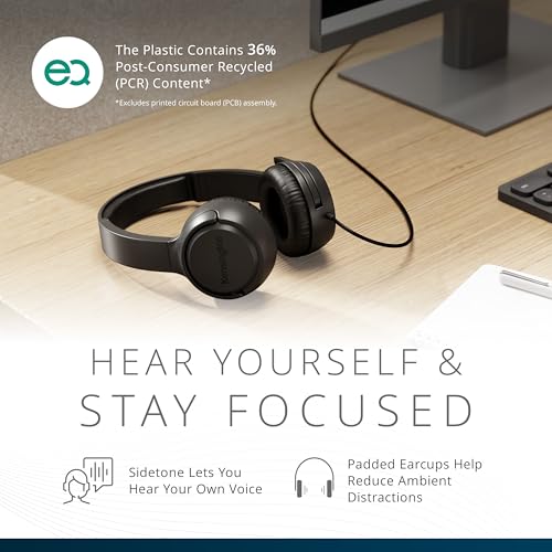Kensington H950 EQ USB-C/USB-A On-Ear Headset with Noise-Cancelling Mic, Flip-to-Mute, in-Line Controls, Microsoft Teams & Zoom Compatible (K97468WW)