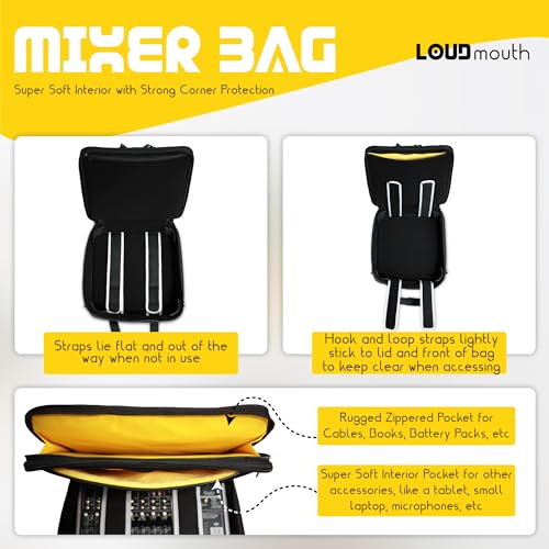 Loudmouth Travel Audio Mixer Bag | Rugged Padded DJ Musician Gig Bag Case | 15.5" x 15.5" x 6.75"