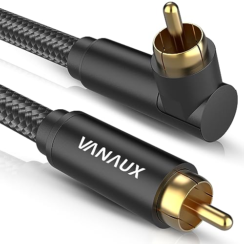 VANAUX Subwoofer Cable 90 Degree RCA to RCA Audio Stereo Cable Male to Male 24K Gold Plated Connector Nylon Braided Double Shielded Clean Sounding Signal Black/3ft/1m - color: 90°Design RCA, size: 3ft/1m