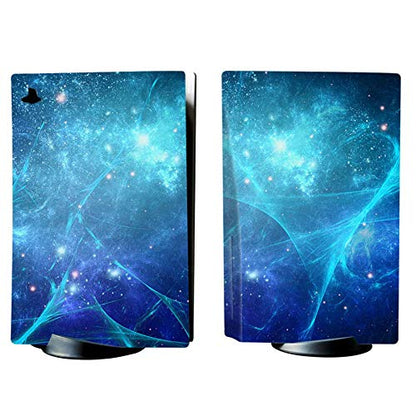PlayVital Blue Nebula Full Set Skin Decal for ps5 Console Disc Edition, Sticker Vinyl Decal Cover for ps5 Controller & Charging Station & Headset & Media Remote - color: Blue Nebula