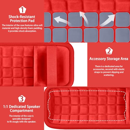 co2CREA Hard Travel Case for JBL Flip 7/6/5/4 Speaker, Red - color: Red Case