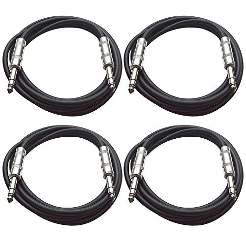 Seismic Audio - SATRX-2-4 Pack of 2' 1/4" TRS to 1/4" TRS Patch Cables - Balanced - 2 Foot Patch Cord - Black and Black - color: Black and Black