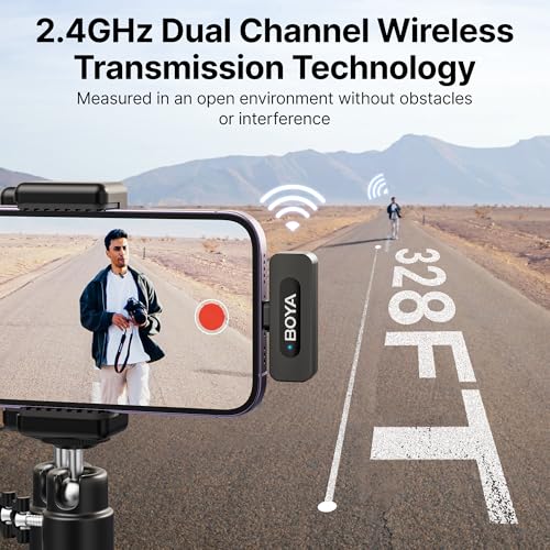BOYA BY-V3 Combo Wireless Microphone for iPhone Android Smartphone,100M Los Range,36H Duration,Noise Cancellation,Plug&Play Lavalier Lapel Mics for Vlogging Interview 2-in-1 Charging Case(2TX+2RX) - style: BY-V3 Combo(2TX+2RX+CC)