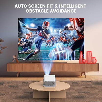 【Officially-Licensed APP & Native 1080P】Mini Projector with WiFi and Bluetooth, 4K Portable Projector with stand, Auto Focus&Keystone, Smart Projector for Outdoor/TV /Smartphone/Laptop - size: XL