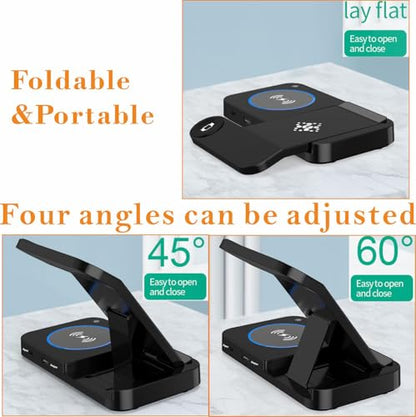 3 in 1 Charging Station for Samsung Android: Wireless Phone and Watch Charger for Galaxy S26 Ultra/S25 Ultra/S24/S23/Z Fold, Wireless Charger Stand for Galaxy Watch 9/8/7/6/5 Earbuds 4/3/Pro (Black) - color: Black