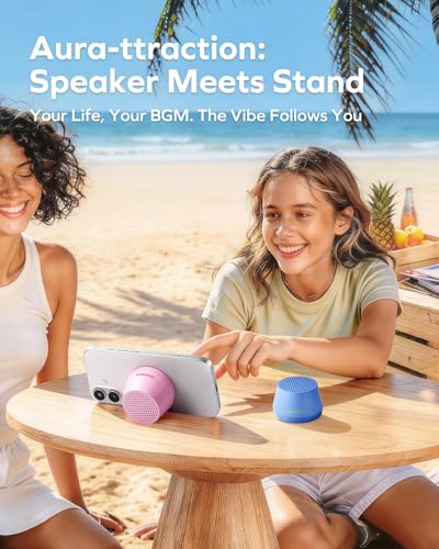 MOMAX Mini Portable Wireless Speaker - Magnetic Waterproof Speaker with Balanced Sound, 12H Playtime, Indoor Speaker True Wireless Stereo Pairing for Home, Bedroom, Bathroom, Gift Ideas, White - color: White