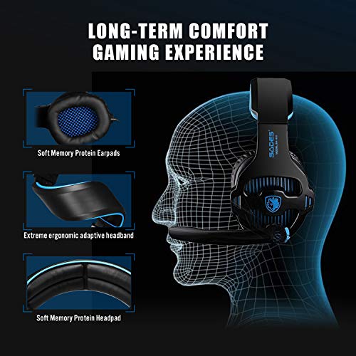 SADES SA810 Gaming Headset Surround Sound Stereo Headphones Bass Gaming Headphones with Noise Isolation Microphone Volume Control for Xbox One PS4 PC Laptop Mac Mobile