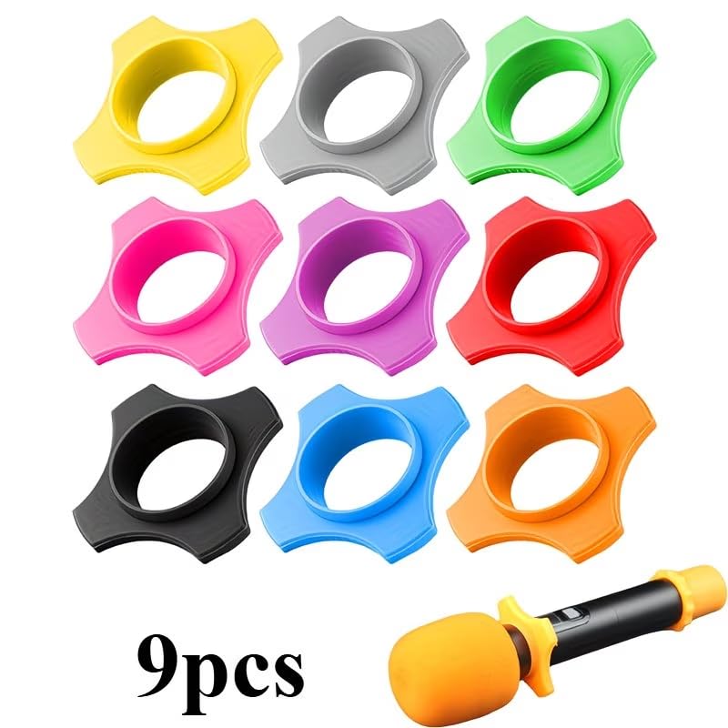 9PCS Microphone Cover Foam Mic Dust Cover Windscreen Shakeproof Handheld Mic Protection Silicone Ring Anti Rolling Bottom Rod