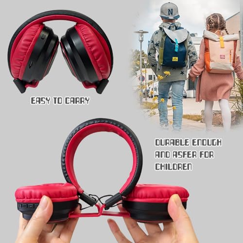 Mokata Kids Headphones Bluetooth 5.3 Wireless Lightweight Fast Charging 68 Hours Play Time Volume Limited 85/94dB Over Ear Foldable with Built-in Mic for Toddler Boy Girl Tablet Pad Black - color: Black