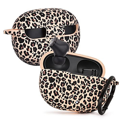 AIRSPO Case for Beats Studio Buds/Beats Studio Buds Plus Case Cover 2021/2023 Silicone Floral Printed Protective Beats Studio Buds Earbuds Headphones Case Cover Skin with Keychain (Khaki/Leopard) - color: Khaki Leopard
