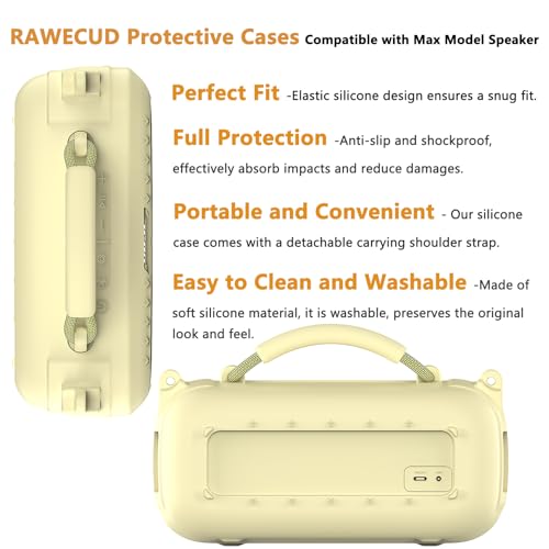 Protective Case for Bose SoundLink Max Portable Bluetooth Speaker | Accessories Hard Carrying Case and Silicone Cover Combo with Carrying Strap (Citrus Yellow) - color: Citrus Yellow