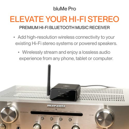 Auris Blume Pro HiFi Bluetooth 5.3 Music Receiver Long Range Bluetooth Adapter with Audiophile DAC, LDAC, aptX HD, OLED Display & Optical Coaxial AUX Output for Home Stereo, AV Receiver or Amplifier