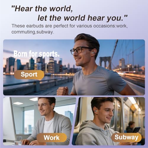 Clip-On Earbuds Open-Ear Wireless Bluetooth 6.1 Headphones with Mic,Bone conduction headphones, Secure Fit for Small Ears & Glasses Wearers,LED digital display, IPX7 Waterproof Sport Ear Buds(Black)