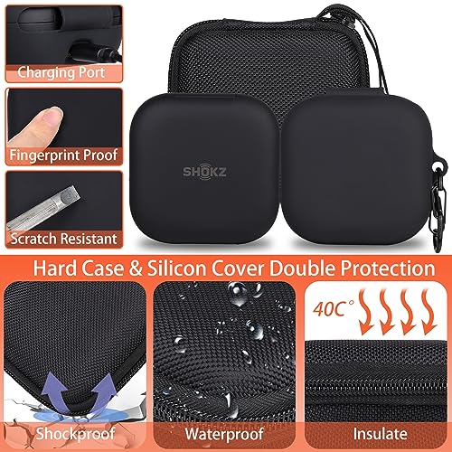 Aenllosi Hard Case for SHOKZ/AfterShokz OpenFit Open-Ear Headphones, Black | Silicone cover construction, Water-resistant design, Dust-resistant design, Impact-resistant design - color: Black