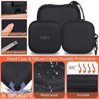 Aenllosi Hard Case for SHOKZ/AfterShokz OpenFit Open-Ear Headphones, Black | Silicone cover construction, Water-resistant design, Dust-resistant design, Impact-resistant design - color: Black