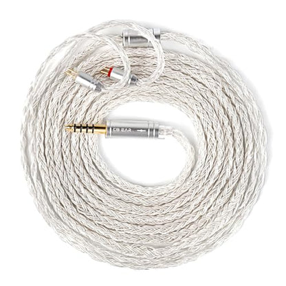 keephifi 5ft 2 Pin IEM Cable 4.4mm, KBEAR ST16-Max 1.5m in Ear Monitor Cable Earbud Wire, 16-Strand SPC Headphone Cable for Truthear Hexa/HOLA/Zero, Moondrop Blessing/Aria/Stellaris, Simgot EW100P - color: Silver, style: 4.4 2PIN